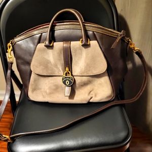 Dooney & Bourke suede and leather satchel bag